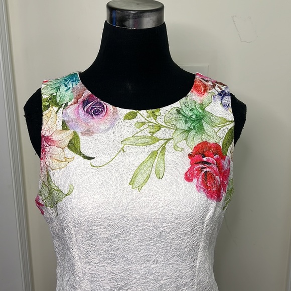 Cleo Unique Floral Sheath Dress Size 12 - Picture 6 of 16